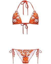 Dolce & Gabbana - Two-Piece Swimsuit With 'Majolica' Print - Lyst