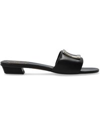 Roger Vivier - 'Bv Padded' Leather Heeled Mules - Lyst