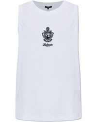 Balmain - Beach Top With Embroidered Logo - Lyst