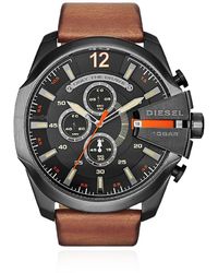 DIESEL - "Mega Chief" Watch On A Leather Strap - Lyst