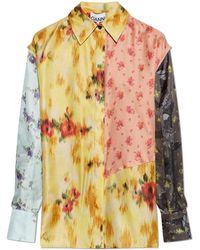 Ganni - Silk Shirt With Raw Finish - Lyst