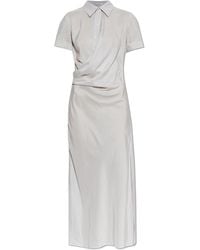McQueen - Silk Dress With Draping - Lyst
