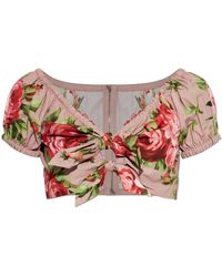 Dolce & Gabbana - Short Top With Floral Motif - Lyst