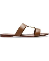 Dolce & Gabbana - Leather Slides With A Logo-Shaped Appliqué - Lyst