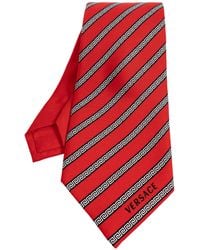 Versace - Silk Tie With Greek Pattern - Lyst