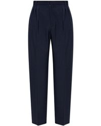 KENZO - Wool Pleat-Front Trousers With Logo - Lyst