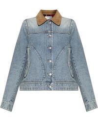 McQueen - Denim Jacket With Corduroy Collar - Lyst
