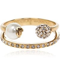 Jimmy Choo - Tone Brass Ring With Crystals - Lyst