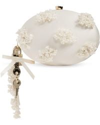 Self-Portrait - Satin Clutch With Appliqués - Lyst