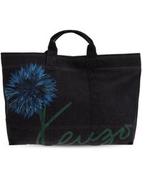 KENZO - Denim Bag With Floral Motif - Lyst