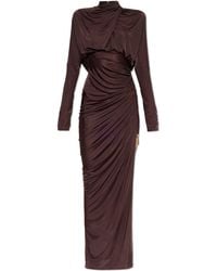 Balmain - Long Dress With Shoulder Pads - Lyst