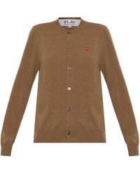 COMME DES GARÇONS PLAY - Wool Cardigan With Logo Patch - Lyst