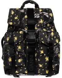 Ganni - Backpack With Floral Motif - Lyst