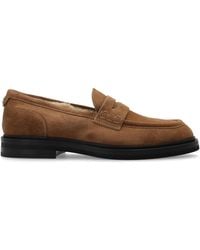Dolce & Gabbana - Suede Loafers With Metal Logo - Lyst