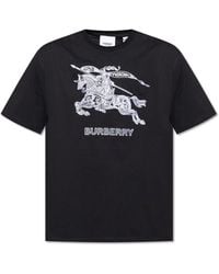 Burberry - Dezi Logo-embroidered Cotton-jersey T-shirt - Lyst