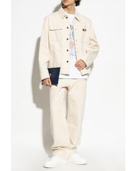 Versace - Denim Jacket With Logo Patch - Lyst
