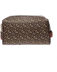 Burberry Patterned Wash Bag - Brown