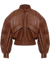 Zimmermann - Leather Jacket With A Stand-Up Collar - Lyst