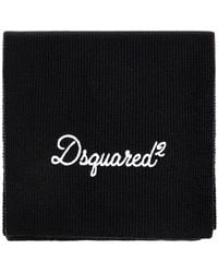 DSquared² - Wool Scarf With Embroidered Logo - Lyst