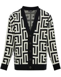 Balmain - Cashmere Cardigan With Monogram - Lyst