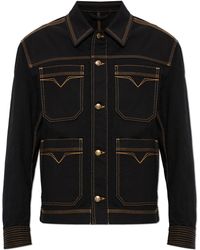 Versace - Denim Jacket With Contrasting Stitching - Lyst