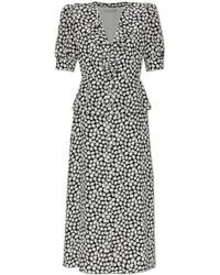 Alessandra Rich - Silk Dress With Floral Motif - Lyst