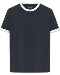 A.P.C. - T-Shirt With Embroidered Logo - Lyst