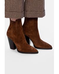 Saint Laurent - ‘Theo’ Suede Heeled Ankle Boots - Lyst