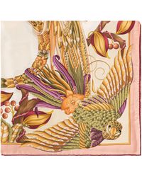 Ferragamo - Silk Scarf With Floral Motif - Lyst