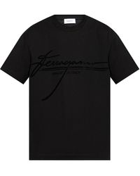Ferragamo - T-Shirt With A Logo And Velvet Finish - Lyst