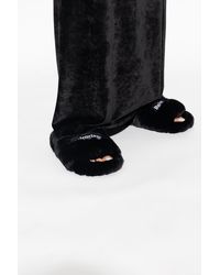 Balenciaga - Black Faux Fur Slides - Lyst