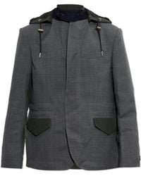 Sacai - Wool Jacket With Detachable Hood - Lyst
