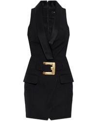 Balmain - Dress With A Decorative Buckle - Lyst