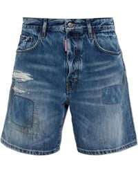 DSquared² - Denim Shorts With A Vintage Effect - Lyst