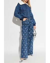 Self-Portrait - Denim Jacket With Detachable Collar - Lyst