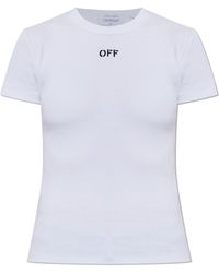 Off-White c/o Virgil Abloh - Prążkowany T-Shirt Z Embroidered Logo - Lyst