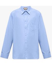 Gucci - Slim-fit Logo-embroidered Cotton Oxford Shirt - Lyst