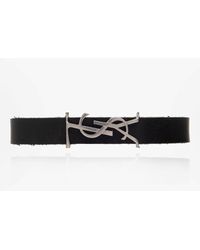 Saint Laurent - Leather Bracelet With Logo, - Lyst
