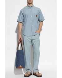 Fendi - Denim Shirt With Short Sleeves - Lyst