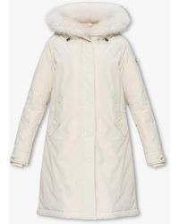 Woolrich - Down Coat With Logo, - Lyst