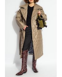 Ganni - Quilted Collared Coat - Lyst