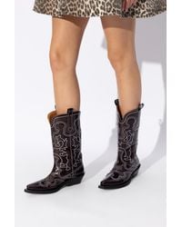 Ganni - Cowboy Boots With An Embroidered Pattern - Lyst