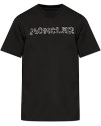 Moncler - T-Shirt With Embroidered Logo - Lyst