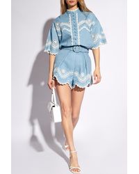 Zimmermann - Linen Shirt With Broderie Anglaise, - Lyst