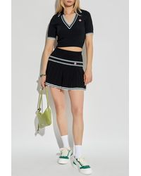 CASABLANCA - Pleated Skirt With Logo Patch - Lyst