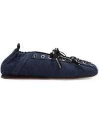Ganni - Laced Denim Ballet Flats - Lyst