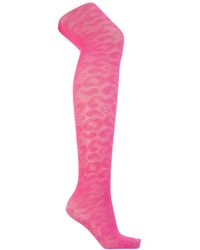 Ganni Embroidered Tights - Pink