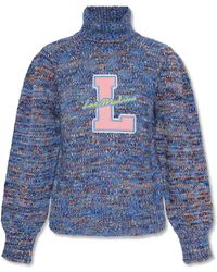 Love Moschino Turtleneck Jumper With Logo - Blue