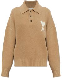 Ami Paris - Logo-Embroidered Polo Sweater - Lyst