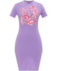Versace Jeans Couture - Dress With Print And Shimmering Sequins - Lyst